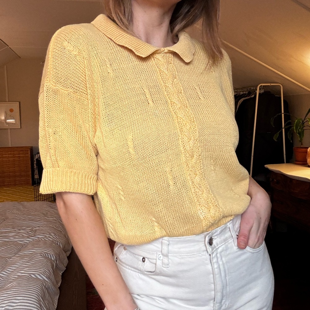 Vintage Butter Yellow Knit Sweater